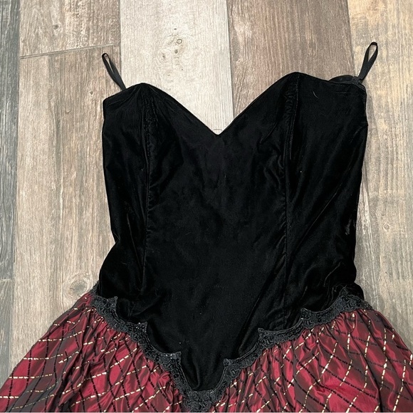 Vintage Jessica McClintock Gunne Sax Formal Sweetheart Velvet Taffeta Dress Gown - Picture 8 of 13